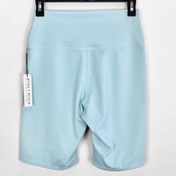 Alice + Olivia Aaron High Waist Biker Shorts in Powder Blue, Large - Picture 7 of 8